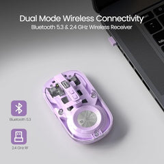 Portronics Toad 8 Transparent Wireless Bluetooth Mouse with Dual Wireless (BT + 2.4 GHz), Rechargeable Battery, Noise-Free Clicking, Show/Hide Desktop, Multi-Device Pair, Adjust Sensitivity (Grey)
