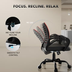 beAAtho® Verona Mesh Mid Back Ergonomic Office Chair with 3 Years Limited Warranty - Adjustable Height, Strong Metal Base, Revolving Study & Computer Chair for Work from Home (Grey)