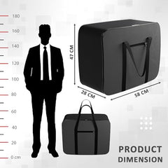 Kuber Industries Pack of 3 Storage Bag | Clothes Storage Bag | Rexine Underbed Storage Bag | Wardrobe Organizer for Blanket-Comforters | Foldable Attachi Bag | Black Patti | Large | Grey