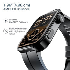 boAt Chrome Endeavour, Premium Metal Body, 1.96”(4.97cm) AMOLED Display,AI Coach Health Insights,Advanced S1 Processor,HRV,VO2 Max,Auto Watchface Refresh, Smart Watch for Men & Women (Fusion Blue)