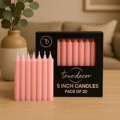 True Decor Wax 5" Red Pack Of 20 Chime/Spell/Mombati Unscented Candles || Red Candles For Stamina Good Luck Willpower And Courage || Burn Time 4 Hrs