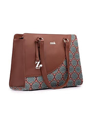 ZOUK Office Essential Bag | Jute | Vegan Leather Handcrafted Tote Bag With Double Handle Shoulder Strap | Bristel