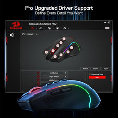 Redragon M612AK PRO RGB Gaming Mouse, 8000 DPI Wired/Wireless Optical Mouse with 9 Programmable Buttons & 7 Backlit Modes, BT & 2.4G Wireless, Software Supports DIY Keybinds Rapid Fire Button