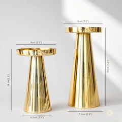 Behoma Handcrafted Golden Tea Light Candle Holders Set of 2 | Premium Metal & Glass Candle Stand | Centerpiece for Living Room, Coffee Tables & Home Decor Gift (Candles Not Included)