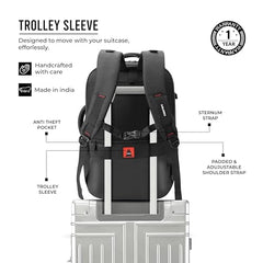 Gear Turbo 21"/45L Large Water Resistant Anti theft Laptop Backpack with Raincover | Backpack | Daypack |Briefcase | Travel Bag For Men/Women (Black - Black)