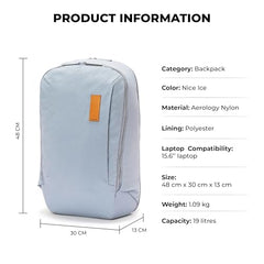 MOKOBARA Aisle 19L Laptop Backpack 15.6 Inch Office Travel Blue | Aerology Nylon Vegan Leather Flat Opening Compartment Disappearing Bottle Pocket Air Mesh Back For Men Women College Padded