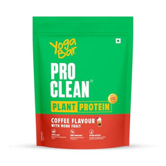 Yogabar Pro Clean Plant Protein | Coffee Flavour with Monk Fruit | 25g Protein per Serving | Clean & Natural Blend | 500g Pack of 2