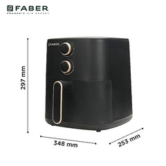 Faber 6L 1500W Digital Air Fryer | Fry, Bake, Roast, Toast, Defrost, Grill & Reheat | 85% Less Oil, 360° Air Cooking|8-Preset Menu,LED Display&Touch Control, Non-Stick Pan,View Window|FAF 6.0L NEO BK