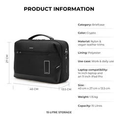 MOKOBARA Bento Briefcase 14 Inch Laptop Bag 15L Office Use Black