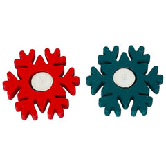 eCraftIndia Wooden Floral Printing Block Decorative Tea Light Candle Holders (Set of 12, Green White) Diwali Christmas Decorations Items for Home Office Christmas Gifts for Women Men Family Friend