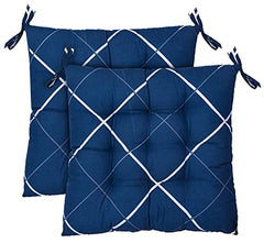 Kuber Industries Chair Pad|Chair Cushion Pad|Chair Cushion with Ties (Blue)
