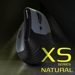 Amkette XS Natural Plus Programmable Vertical Wireless Mouse/Bluetooth Mouse, OLED Display Side Scroll, 6400DPI, 2.4G+3×BT+Wired, 7 Button, Rechargeable, Supports Web Software, 1000Hz, Black