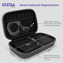 Gizga Essentials External Hard Drive Case for 2.5-Inch Hard Drive - Double Padded (Gray)