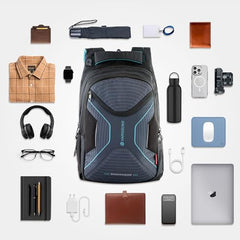 Glint Travel Laptop Backpack | 40L | Fits 15.6" Laptop | Water-Resistant Dobby Polyester | Anti-Theft Pocket, Rain Cover, Ergonomic Straps | Work, Travel & Commute (Grey & Teal)