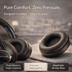 ONYZE VORIC ON903 Over-Ear Wireless Headphones with ANC, Bluetooth 5.4, Dual Pairing, 40mm Drivers, Up to 60H Playtime, Foldable Premium Design (Obsidian Black)