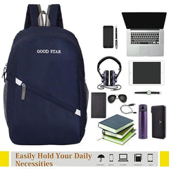 GOOD STAR Navy Blue 30L Daypack | Lightweight, Multipurpose Backpack with Front Zipper Pocket for Travel, Hiking, School & Daily Use - Blue, School Bag for Kids