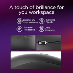 Lenovo Yoga Bluetooth Silent Mouse, 3 Level DPI Adjustment, 36 Month Battery Life, Bluetooth 5.3, 3 Device Paring, Whisper Quiet, Programmable Buttons, Smooth Finish, Luna Grey