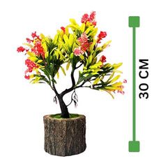 Dekorly Small Artificial Bonsai Tree Fake Plant Potted House Plants Japanese Pine Bonsai Plant Faux Bonsai for Home Indoor Decoration Office (Wooden Potted Plants, Design-G)