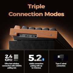 Keychron K8 HE TKL Wireless Bluetooth 2.4G Wired Triple Mode Hot Swappable Hall Effect Keyboard with QMK VIA Aluminum+Wood Frame Rapid Trigger for Mac Windows Linux-White