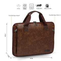VISMIINTREND Laptop Leather Bag for Man | Coffee Brown