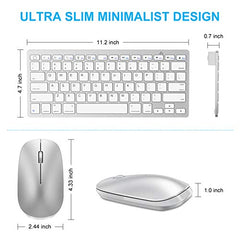 SPARIN Bluetooth Wireless Keyboard and Mouse Combo for iPad 13 and Above (Silver White)
