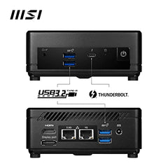 MSI Cubi 5 12M Mini PC Barebone - Intel Core i5-1235U CPU, 4 x USB (10Gbps), Thunderbolt 4, HDMI 2.0b & DP 1.4, Wi-Fi 6E, Bluetooth 5.3 - Black, Support Windows 11 Pro