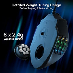 Redragon Impact M908 RGB LED MMO USB Mouse with Side Buttons Laser Wired Gaming Mouse with 12400 DPI, High Precision, 18 Programmable Mouse Buttons (Black)