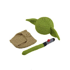 MOMISY Newborn Photography Prop 3Pcs Handmade Crochet Knitted Hat Diaper Cover Weapon Costume Photo Outfit for Baby Boy/Girl-Solider, Green & Cream