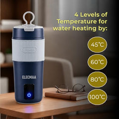 Elecmaa 2 in 1 Car Electric Kettle & Bottle 400ml, Pink | For office, car, home and travel, Ideal for Homes (220v) & Car, office 12-24V DC, 4 Temp & Digital Touch Ctrl