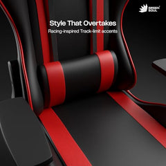 Green Soul Raptor 2.0 Racing Edition Ergonomic Gaming Chair with Premium PU Leather, Adjustable Neck & Lumbar Pillow, 3D Adjustable Armrests & Heavy Duty Nylon Base (Black & Red)