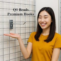 Q1 Beads 12 Pcs 4 inch Stainless Steel Gridwall Panel/Mesh/Jali/Grid Display Hook Hanger for Showroom, Mobile Shops,Supermarket Hanging in Garment & Grocery Shops etc.(Chrome) (4 inches)
