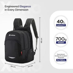 HARISSONS Xeno Travel Laptop Backpack | 40L | Fits 15.6" Laptop | Water-Resistant Dobby PU Polyester | USB Port, Rain Cover, Reflectors, Sternum Strap | Work, College & Commute (Black-Green)
