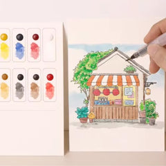 CRAFTMATE Pocket Watercolor Painting Book | Paint with Water Coloring Books for Teens and Adults | Travel Arts and Crafts Kit for Kids and Adults