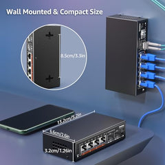 YuanLey 18 Port 2.5G PoE Switch Unmanaged, 16 x 2.5G Base-T PoE Ports, 2 x 10G RJ45 UpLink, IEEE802.3af/at, 250W, Compatible with 100/1000/2500Mbps, Metal Case, 2.5Gbe Network Switch