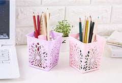 SYGA 4 Pieces Plastic Square Shape Storage Pen Holder_Purple
