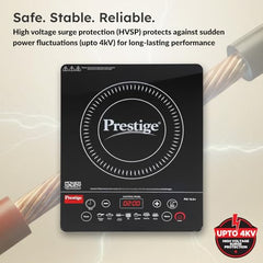 Prestige PIC 15.0 Plus 1900 Watts Induction Cooktop | 4KV Surge Protection | 7 Preset Indian Menu Options with Timer | Touch Button | Easy to Clean | Black | 1Y Warranty | BIS