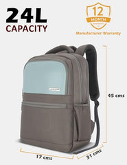 Lavie Sport 45cm Pioneer 24 Litres Laptop Backpack with Trolley Sleeve For Men & Women|Vegan Leather|Office Travel Backpack|Front organizer|Bottle Holder|Fits upto 14" Laptop