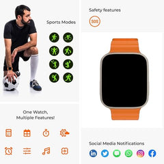 Like Star® Ultra Smart Watch with Beautiful Strap, Bluetooth Calling Smart Watch, 1.99" Touch Display with Fitness & Outdoor, Health & Medical Tracker, 8 Unique UI Interactions (Grey)