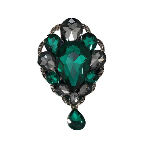 SYGA Brooch Pin Fashion Crystal Rhinestone Jewellery Pin Vintage Clothing Accessories Decoration Vintage Full-Diamond Dark Green Brooches For Women- S76