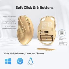 TECKNET Wireless Mouse, 2.4G Ergonomic Computer Mouse, 2600 DPI, Green