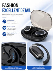 VEHOP F60 OWS Open Ear Wireless Earbuds Bluetooth 5.4 with ENC Calling, 50H Playtime, Ear Hook Design, Fast Type-C Charging, Touch Control, IPX5 Sweat Resistant, Open Ear Headphones for Sports (Black)