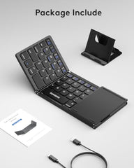 Samsers Foldable Bluetooth Keyboard with Touchpad, Ultra Slim Compact,Black