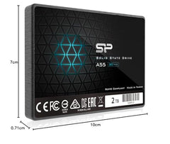 SP Silicon Power Ace A55 2TB 2.5 Inch SATA III SSD, 3D NAND with SLC Cache, Up to 500MB/s, Internal Solid State Drive for Desktop Laptop (SP002TBSS3A55S25)
