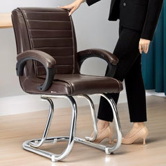 RATISON Special Director Principal Manager Office Visitor with arm Rest with Double Pipe Frame and Cushioned seat Back (2, Black, Double Pipe Frame)
