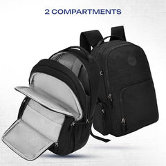 Safari Jet 25L Laptop Backpack, School Bag for Boys and Girls, College Bag, Office Bag, Travel Bag for Men and Women, 2 Compartments, Organiser, Bottle Holder, Front Pocket for Chargers, Black