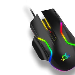 Ant Esports GM320 RGB Wired Gaming Mouse, 12800 DPI Optical Sensor, 8 Programmable Buttons with Rapid Fire, Ergonomic Design, RGB Lighting, Braided Cable, USB Gaming Mouse for PC, Laptop (Black)