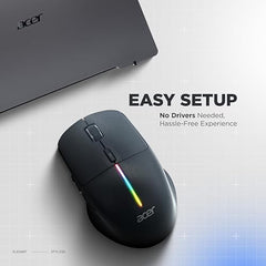 Acer Prism Dual Mode Wireless Mouse I 2.4G + Bluetooth I Silent Click I 3200 DPI (800-1200-2400-3200) I Rechargeable 500mAh I RGB LED I 6 Buttons I Lightweight 87g I Ergonomic Design for Laptop PC Mac