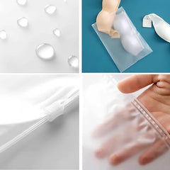 GREENTWISH Polyethylene Frosted Zipper Bag|Travel Bag For Shoes Cosmetics Jewellery Toiletries School Trip|Resealable|LDPE Zip Lock Space Saver Bags with Air Vent Hole (Pack of 30), Transparent