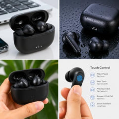 JensiKidz TWS Bluetooth 5.4 Earbuds with ANC Black