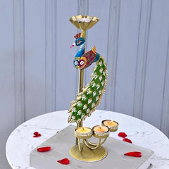 Festive Elegance Peacock Theme Decorative Tealight Stand | traditional handmade